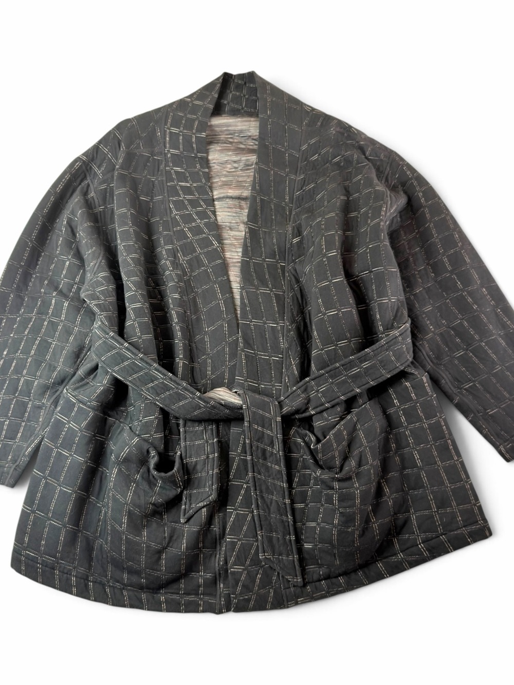 nike therma fit reversible quilted cardigan robe jacket 1x belted pockets